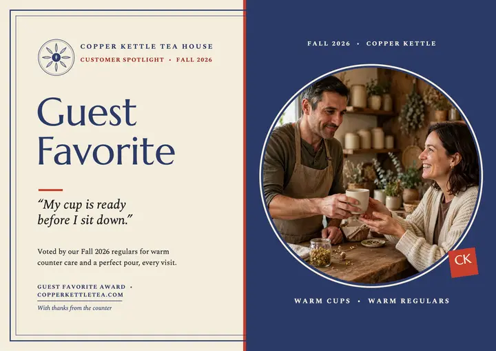Copper Kettle guest favorite certificate template