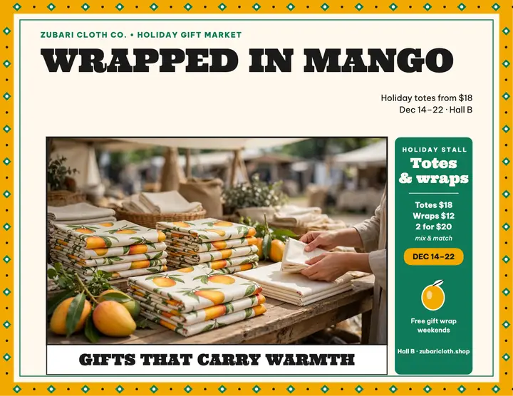 Zubari holiday wrap market flyer template