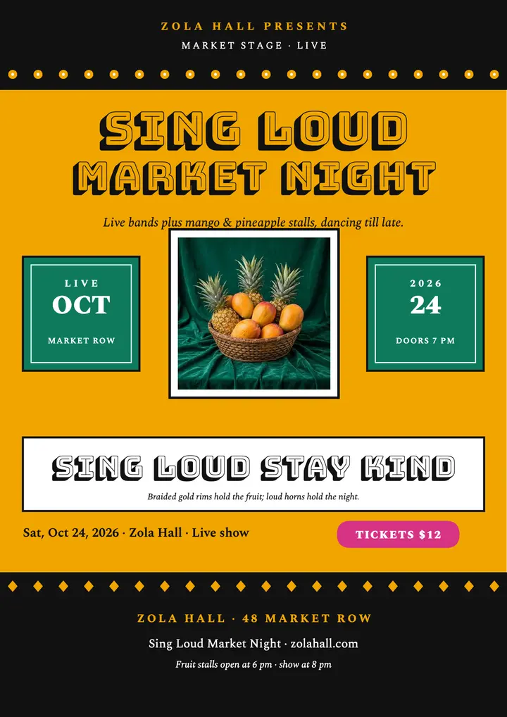 Sing Loud Market Night kanga flyer template