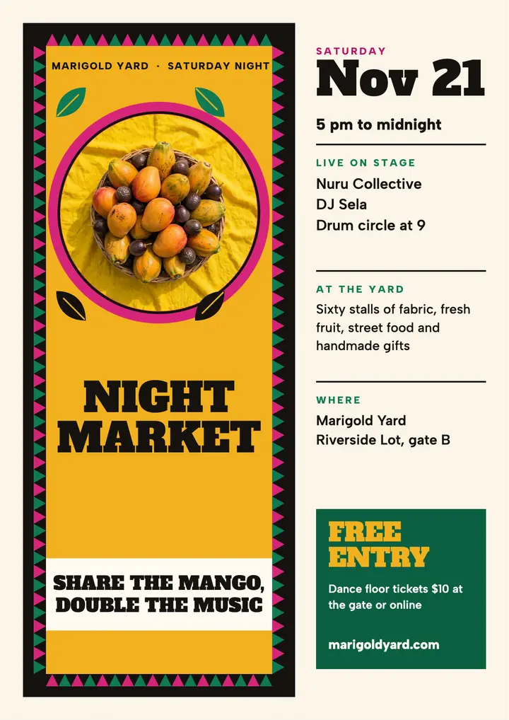 Marigold Yard night market flyer template