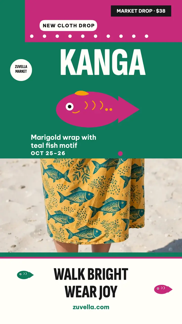 Zuvella kanga wrap market story template