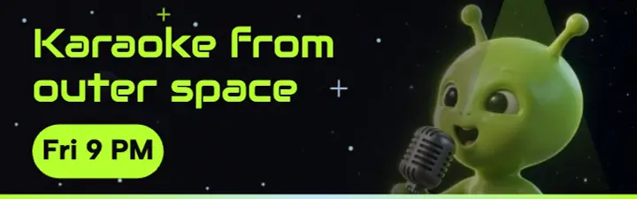 Karaoke night alien singer mobile banner template