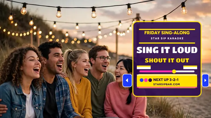 Star Sip beach karaoke night thumbnail template