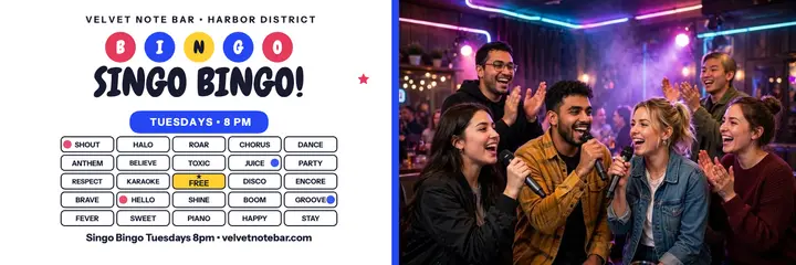 Velvet Note karaoke bingo header template