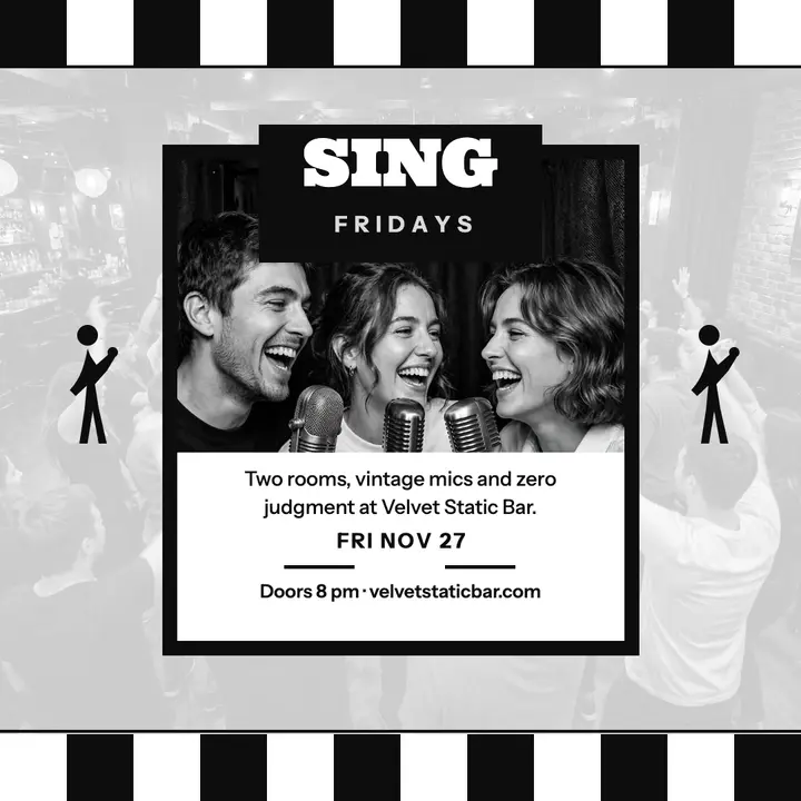 Velvet Static Bar karaoke Fridays checker post template