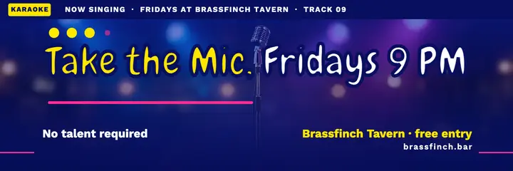 Brassfinch Tavern karaoke night header template
