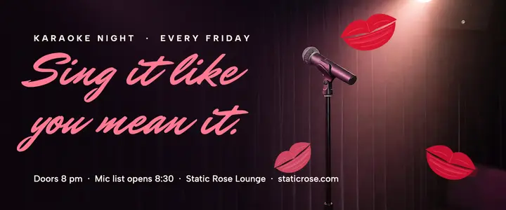Static Rose karaoke night ticket template