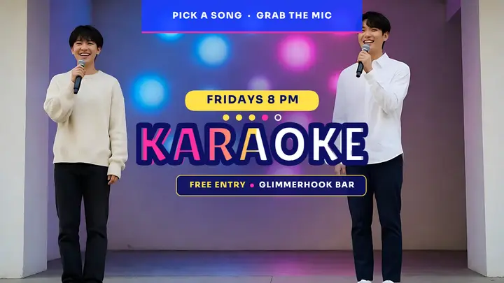Karaoke night lyric screen thumbnail template