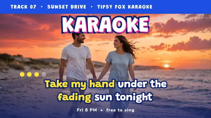 Tipsy Fox karaoke night lyric screen thumbnail template