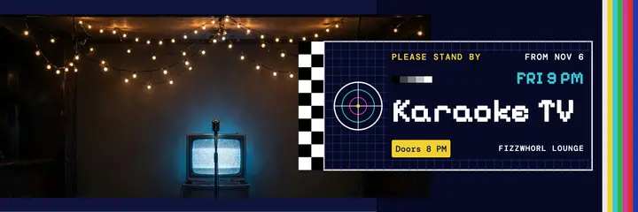 Fizzwhorl Lounge karaoke night test card header template