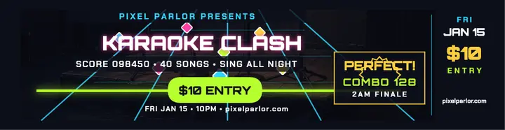 Pixel Parlor karaoke party billboard template