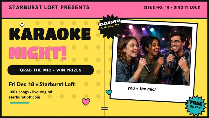 Starburst Loft karaoke night thumbnail template