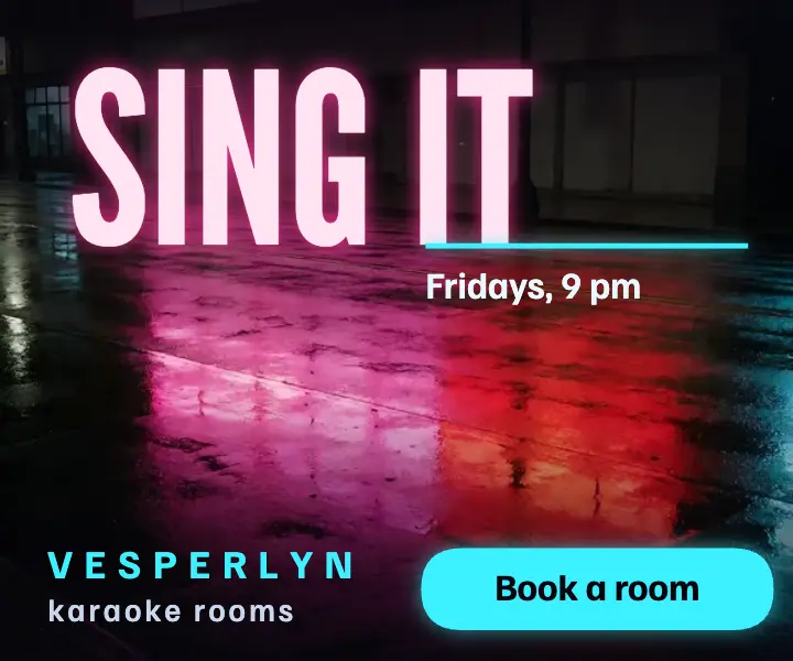 Karaoke rooms Friday night neon noir ad: karaoke night ad template