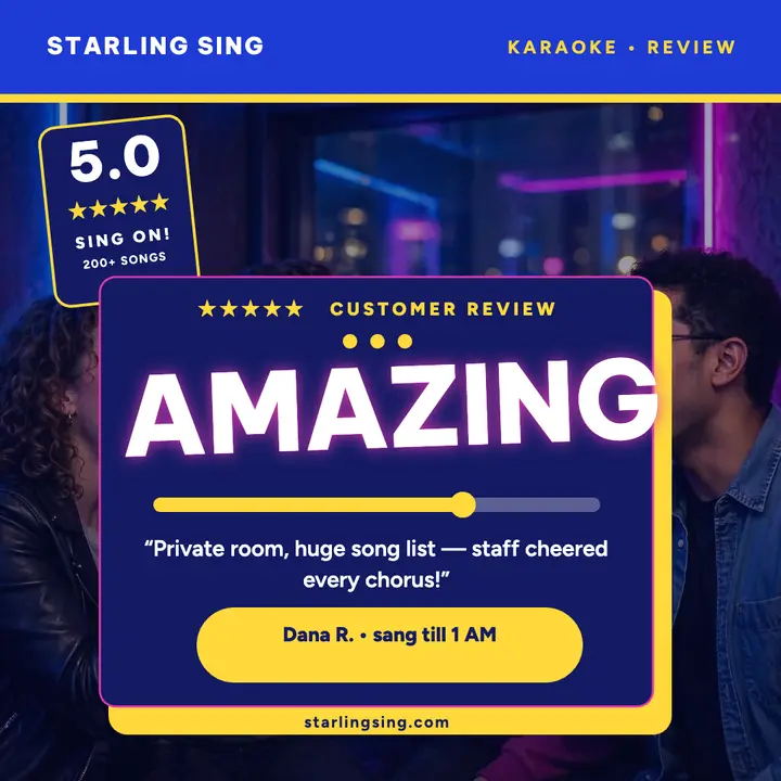 Starling Sing karaoke review card template