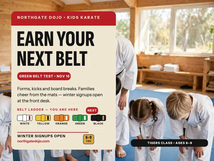 Northgate Dojo belt grading slide template