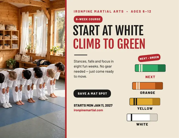 Ironpine beginners course belt ladder flyer template