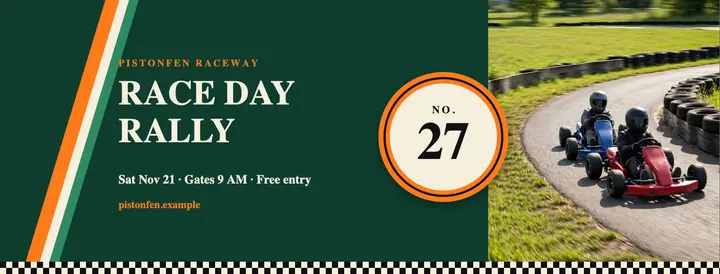 Pistonfen Raceway race day rally cover template