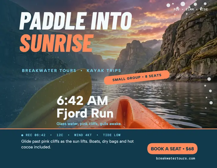 Breakwater sunrise kayak flyer template