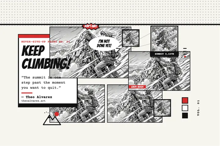 Keep Climbing manga quote card template