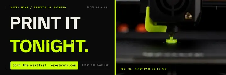 Vexel Mini waitlist header, ink-trap type template