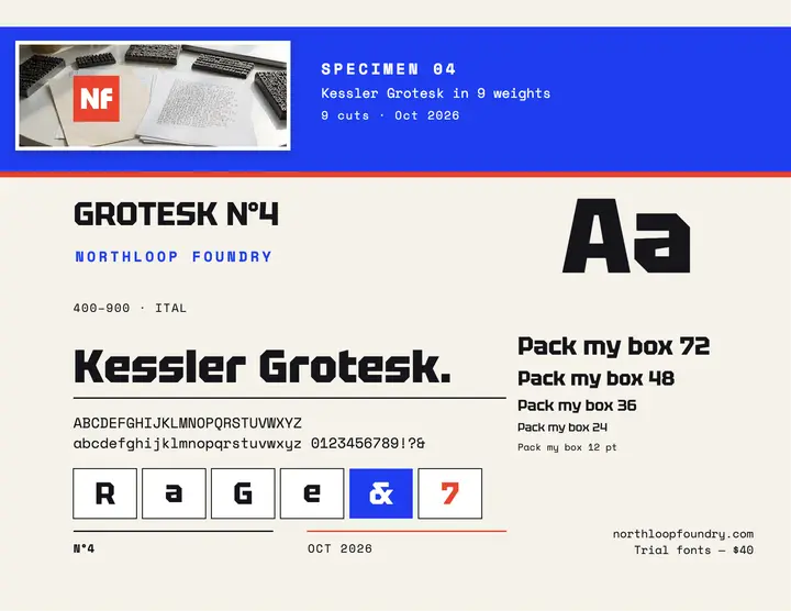 Kessler Grotesk specimen sheet flyer template