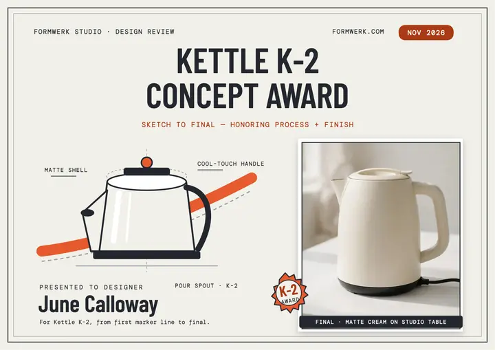 Kettle concept award certificate: design award certificate template