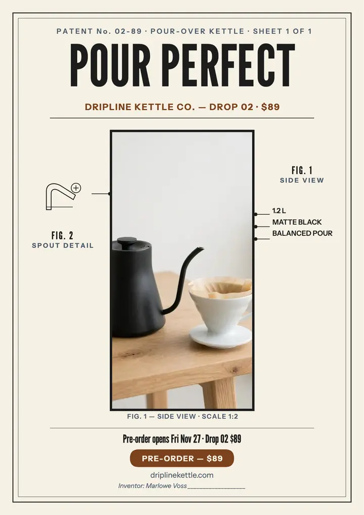 Dripline Drop 02 kettle patent flyer template