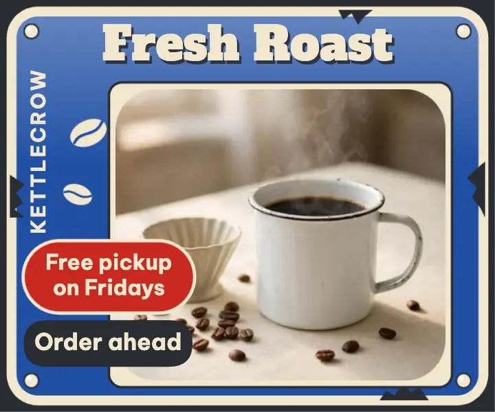 Kettlecrow fresh roast enamel sign ad template
