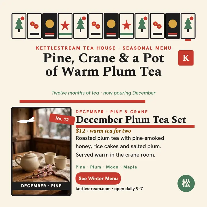 Kettlestream December hanafuda menu template
