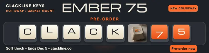 Clackline Ember 75 keyboard drop billboard: keyboard drop billboard template
