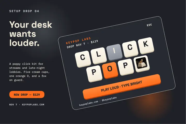Keypop Labs creator keycap postcard template