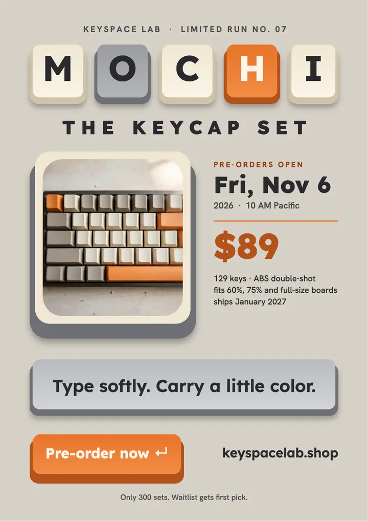 Mochi keycap set pre-order flyer template