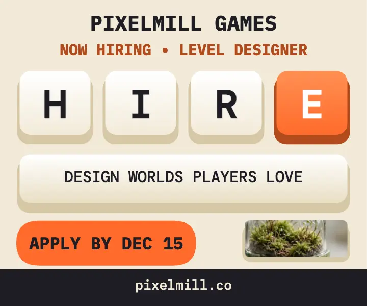 Pixelmill Games hiring keycap ad template