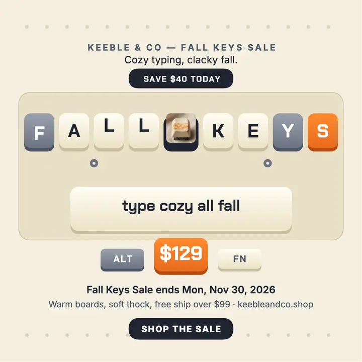 Keeble Fall Keys keyboard sale post template