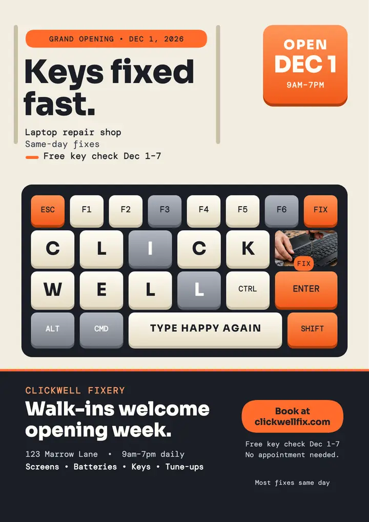 Clickwell Fixery laptop fix flyer template