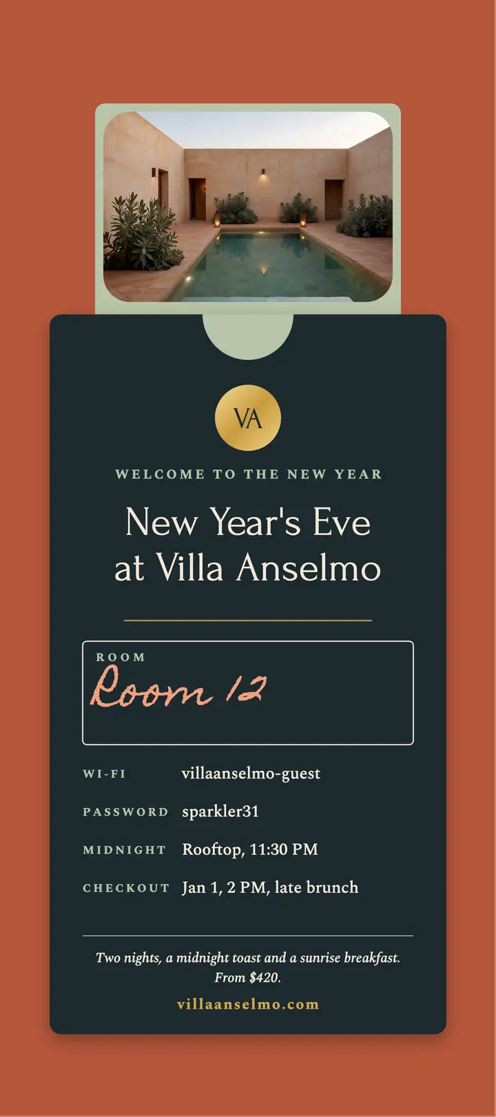 Keycard sleeve New Year rack card template