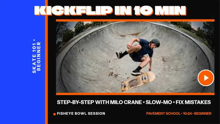Kickflip in 10 min fisheye thumbnail template