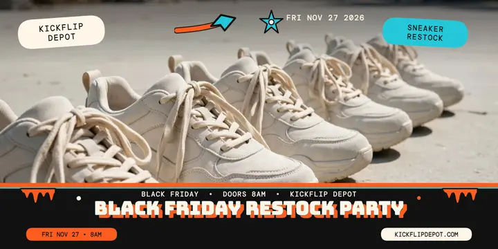 Kickflip Depot Black Friday restock party post template