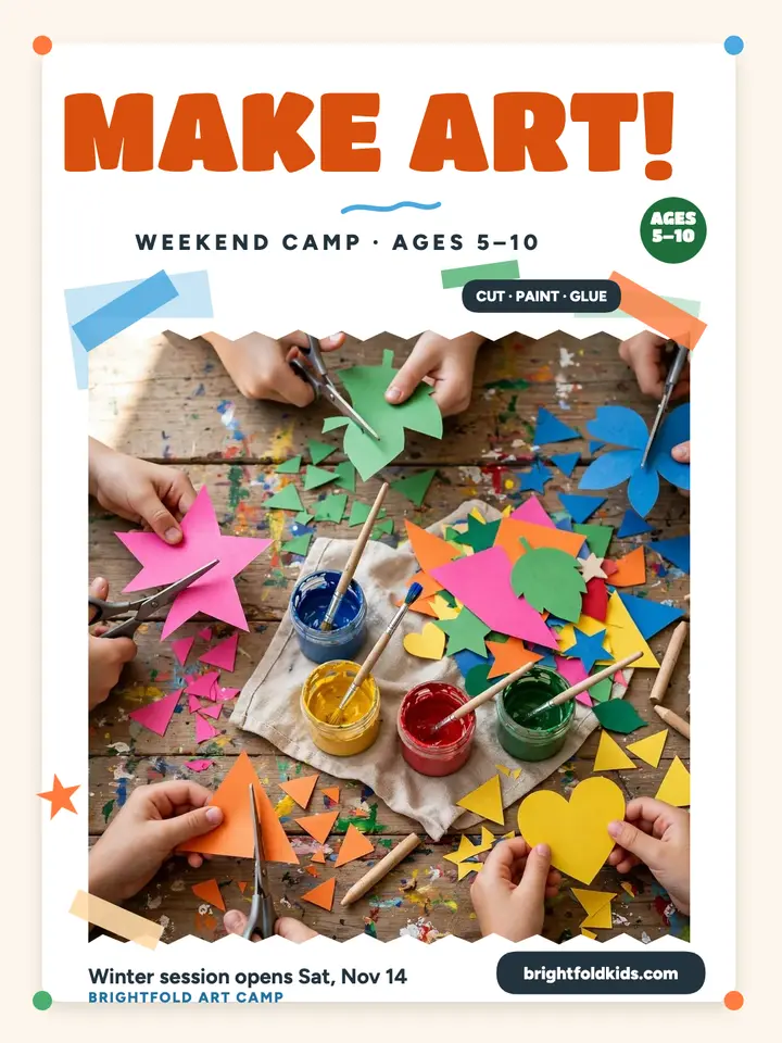 Brightfold weekend art camp collage template