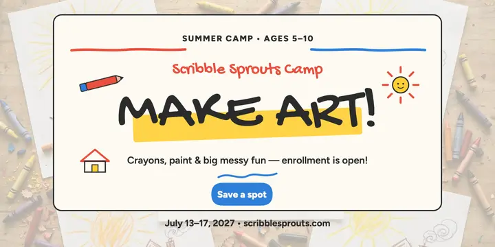 Scribble Sprouts summer art camp post: art camp post template