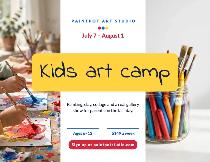Kids art camp flyer template