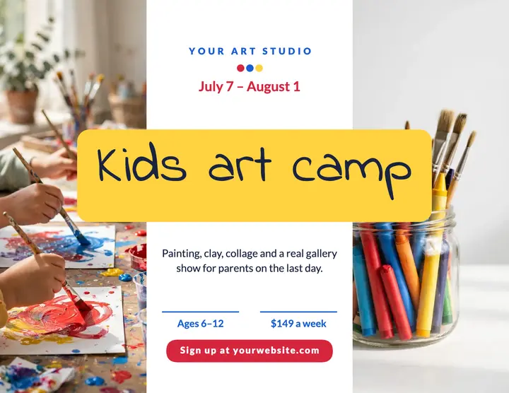 Kids art camp flyer template