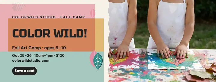 Colorwild fall art camp monoprint cover: kids art camp cover template