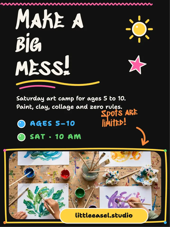Messy art camp posca portrait template