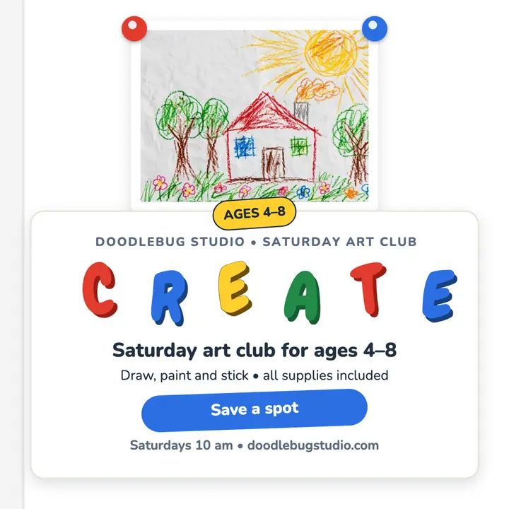 Doodlebug Saturday art club fridge post template