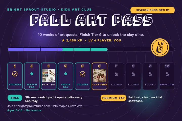 Bright Sprout fall art pass postcard template