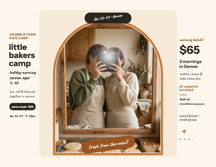 Crumbletown little bakers camp flyer template
