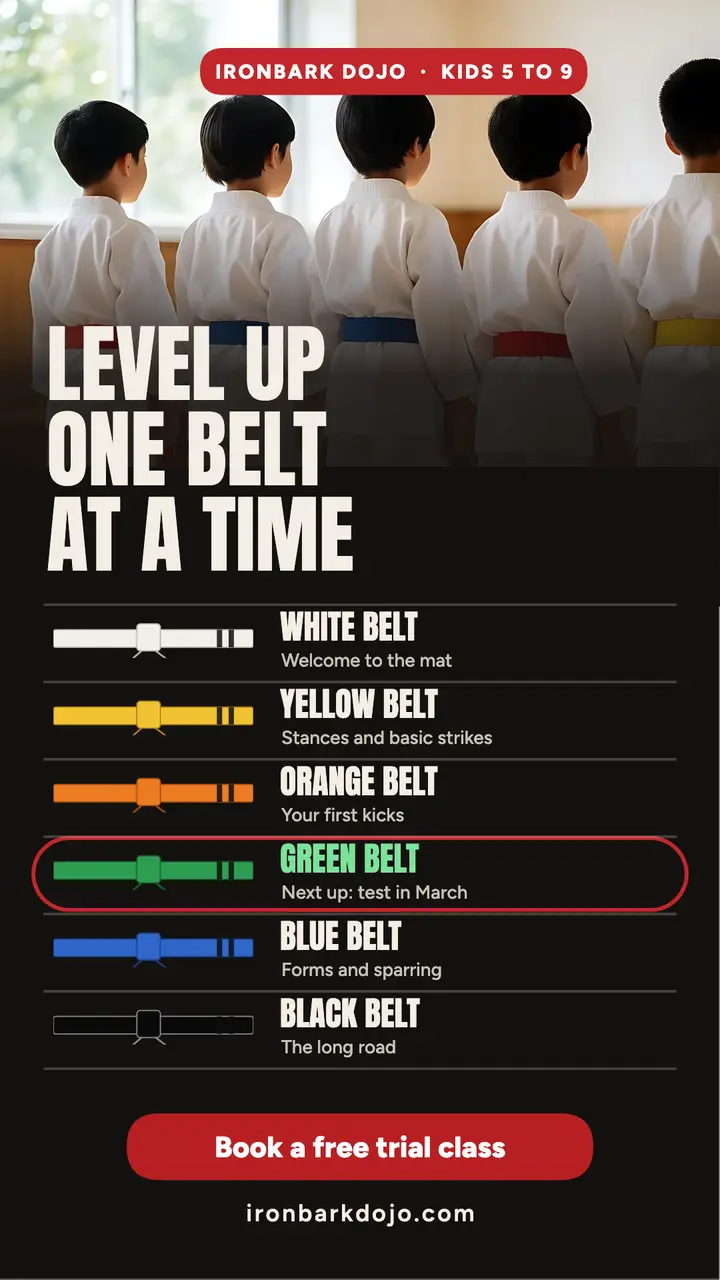 Ironbark Dojo kids belt ladder story template