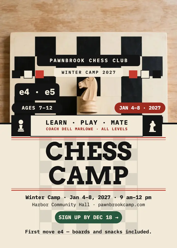Pawnbrook chess camp invitation template