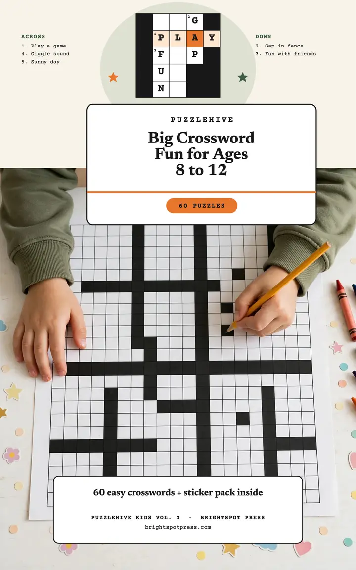 Puzzlehive kids crossword book cover template